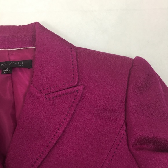 Anne Klein Fuchsia Textured Silk Wool Blazer - Picture 8 of 8